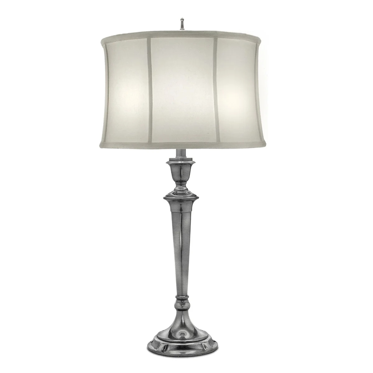 Starožitná stolová lampa nikel s bielym vintage tienidlom 78 cm Stiffel