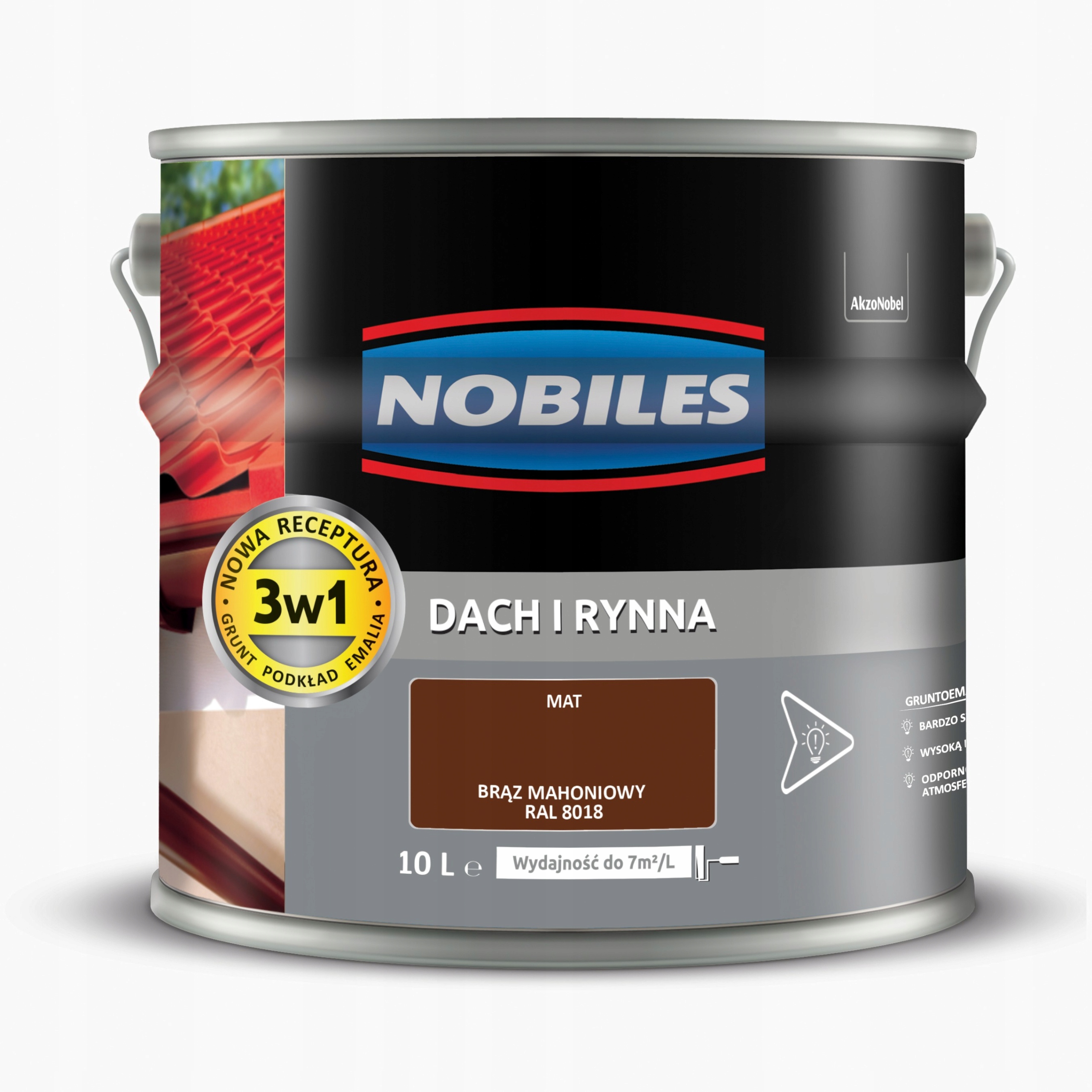 Nobiles Dach i Rynna Brąz Mahoniowy Ral 8018 Matowa 10L