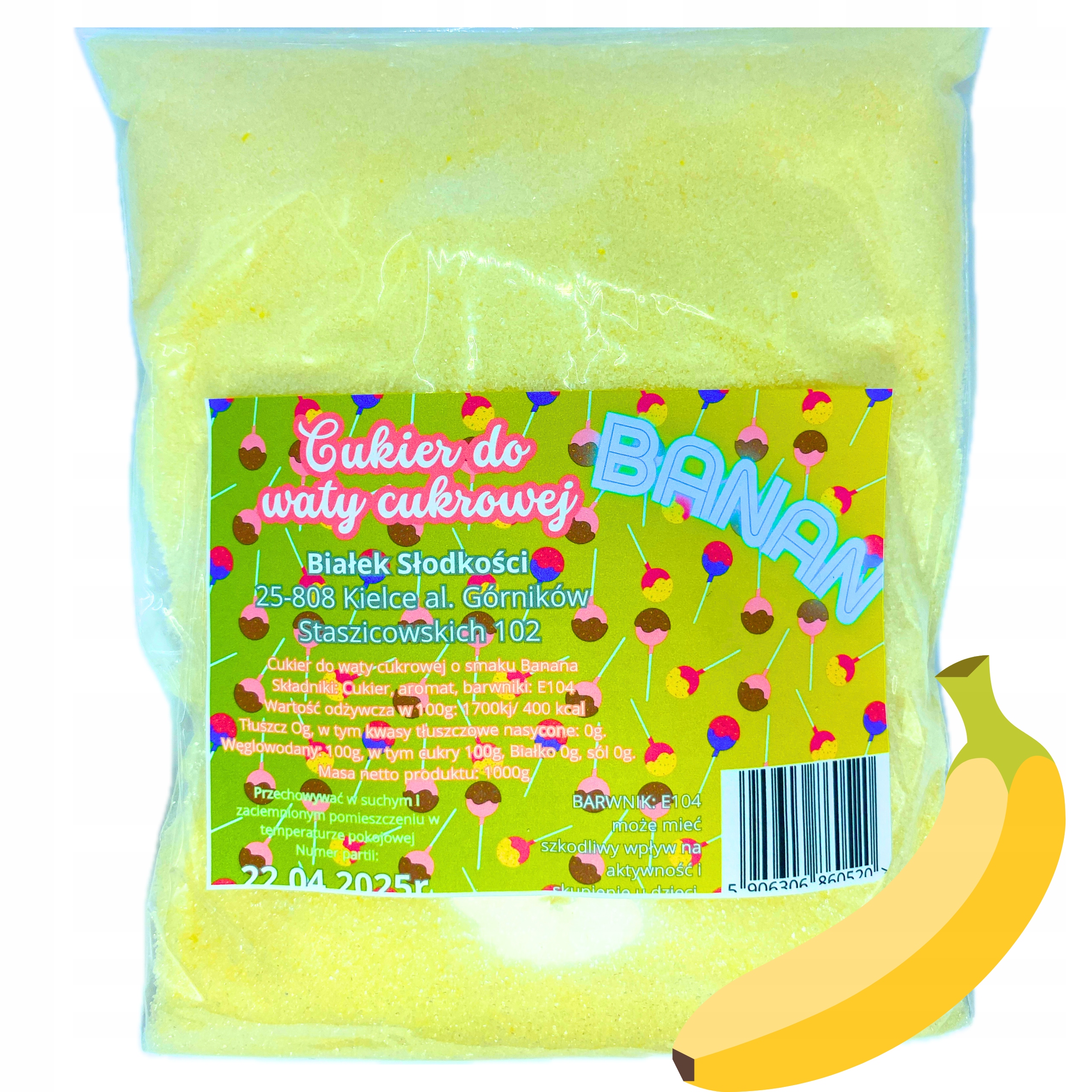Cukier Do Waty Cukrowej BANANOWY 5KG ŻÓŁTY