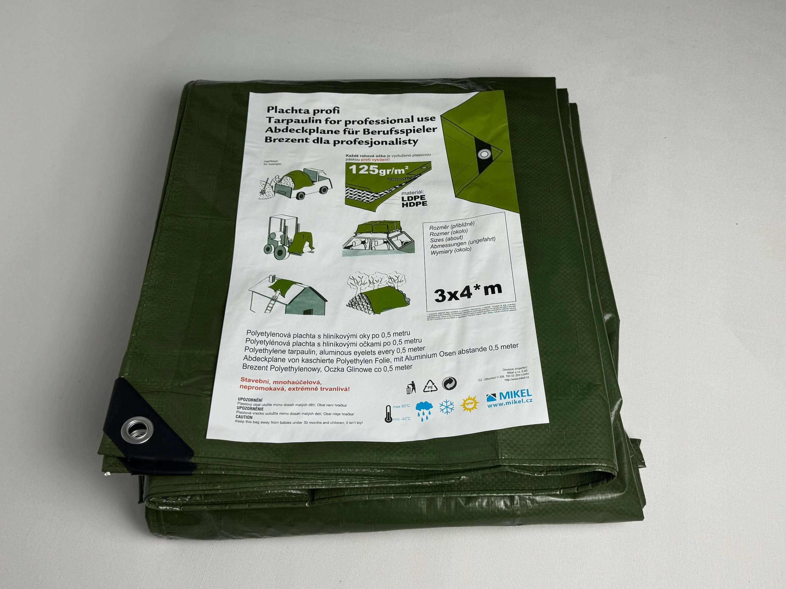 Krycí plachta s oky Pe 8x12m 120g/m² zelená