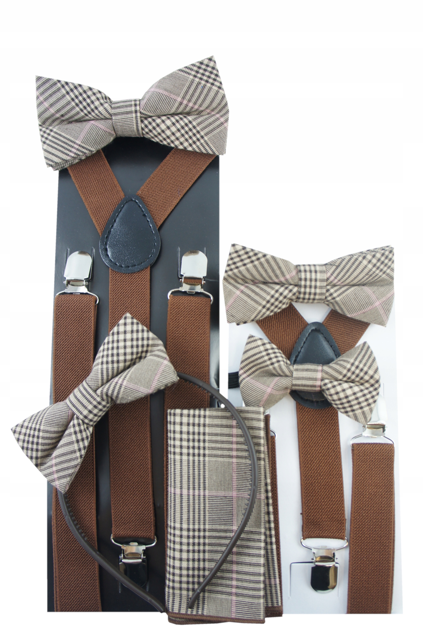 Szelki i mucha dla Taty i Syna brązowe WZORY DO WYBORU