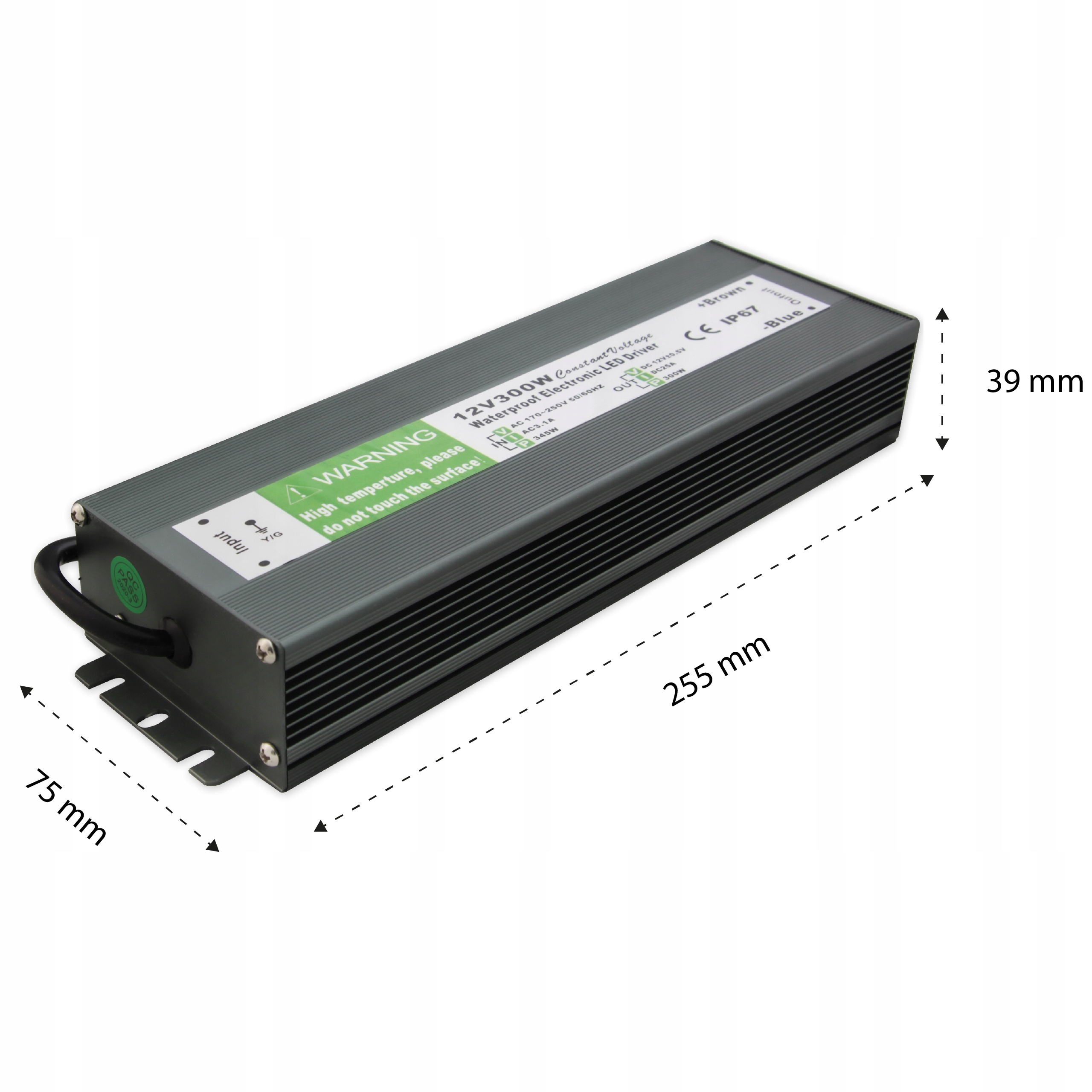 Zasilacz SLIM taśm LED 12V 300W wodoodporny IP67 EAN (GTIN) 5908263381490