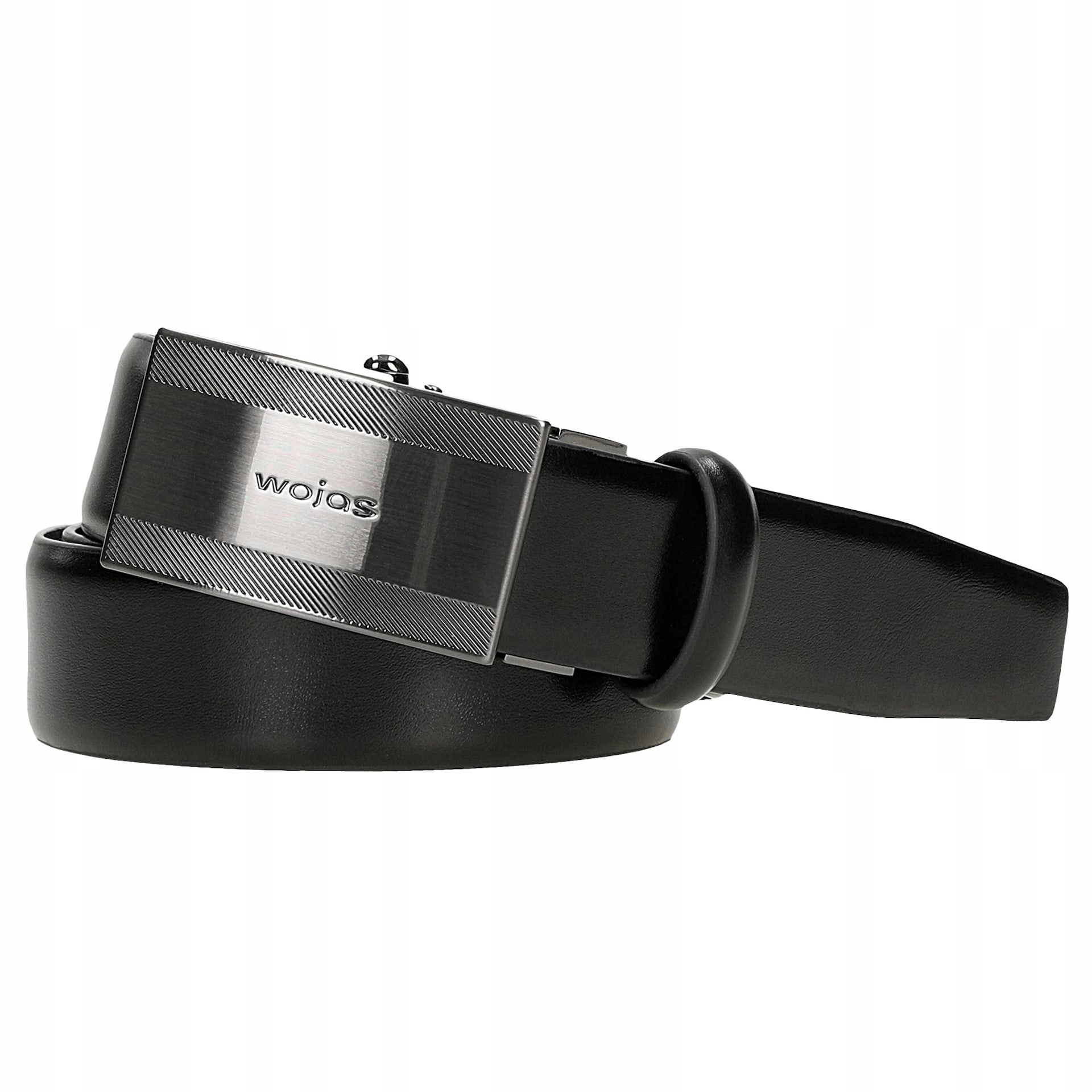 Czarny skórzany pasek męski z pełną klamrą r. 100