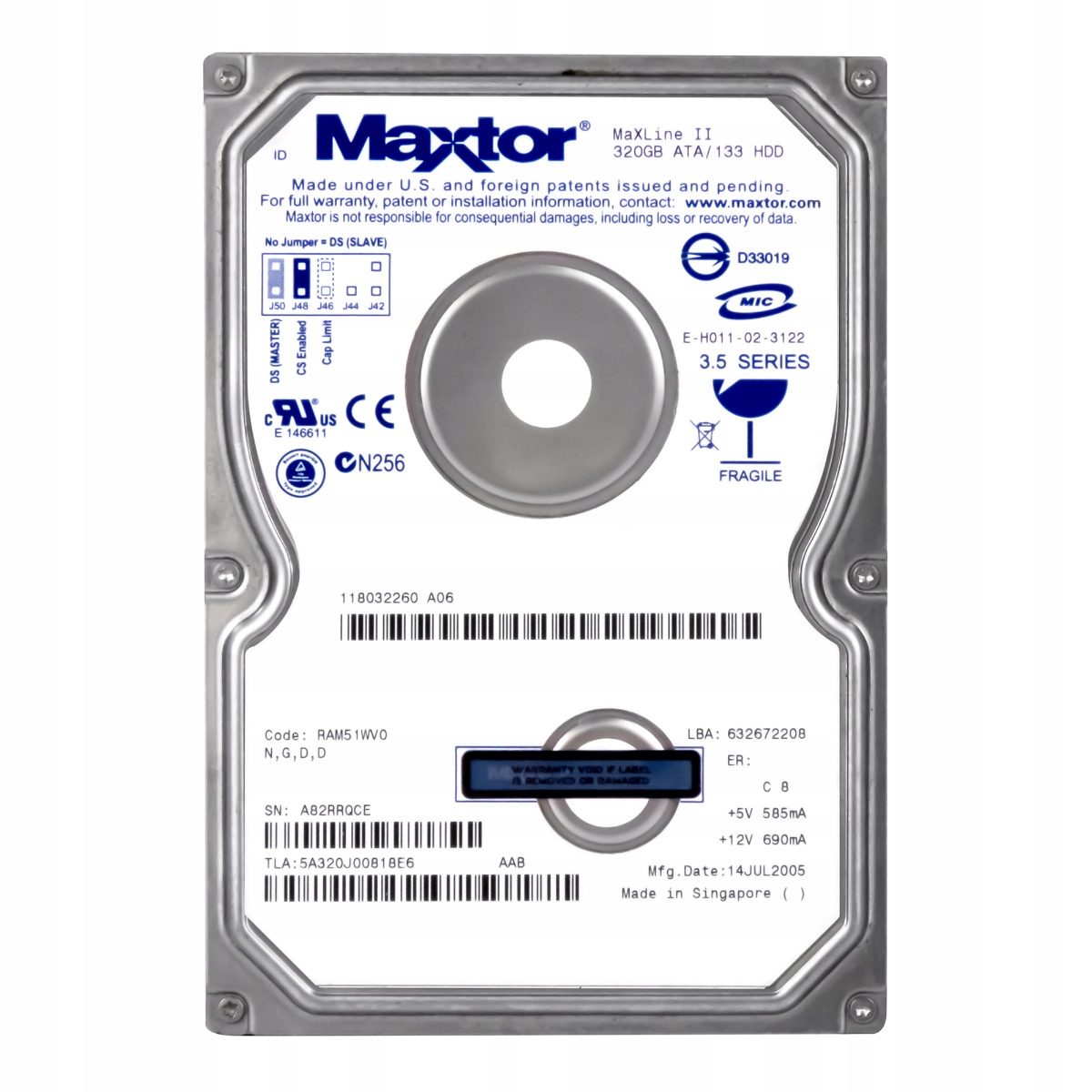 Maxtor MaXLine II 320GB 5.4K 2MB Ata 3.5" 5A320J0