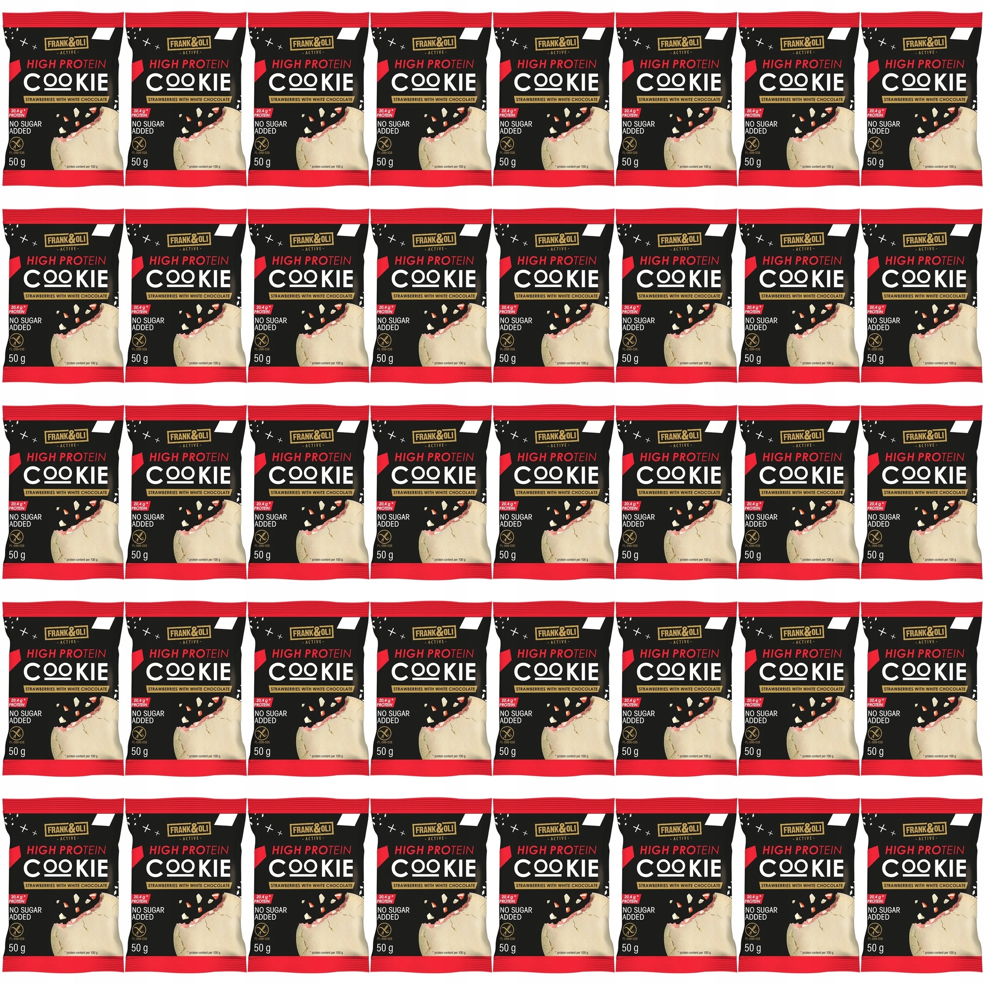 Zestaw ciasteczek Frank&Oli Ciasteczko proteinowe Truskawka z Białą 40 szt.