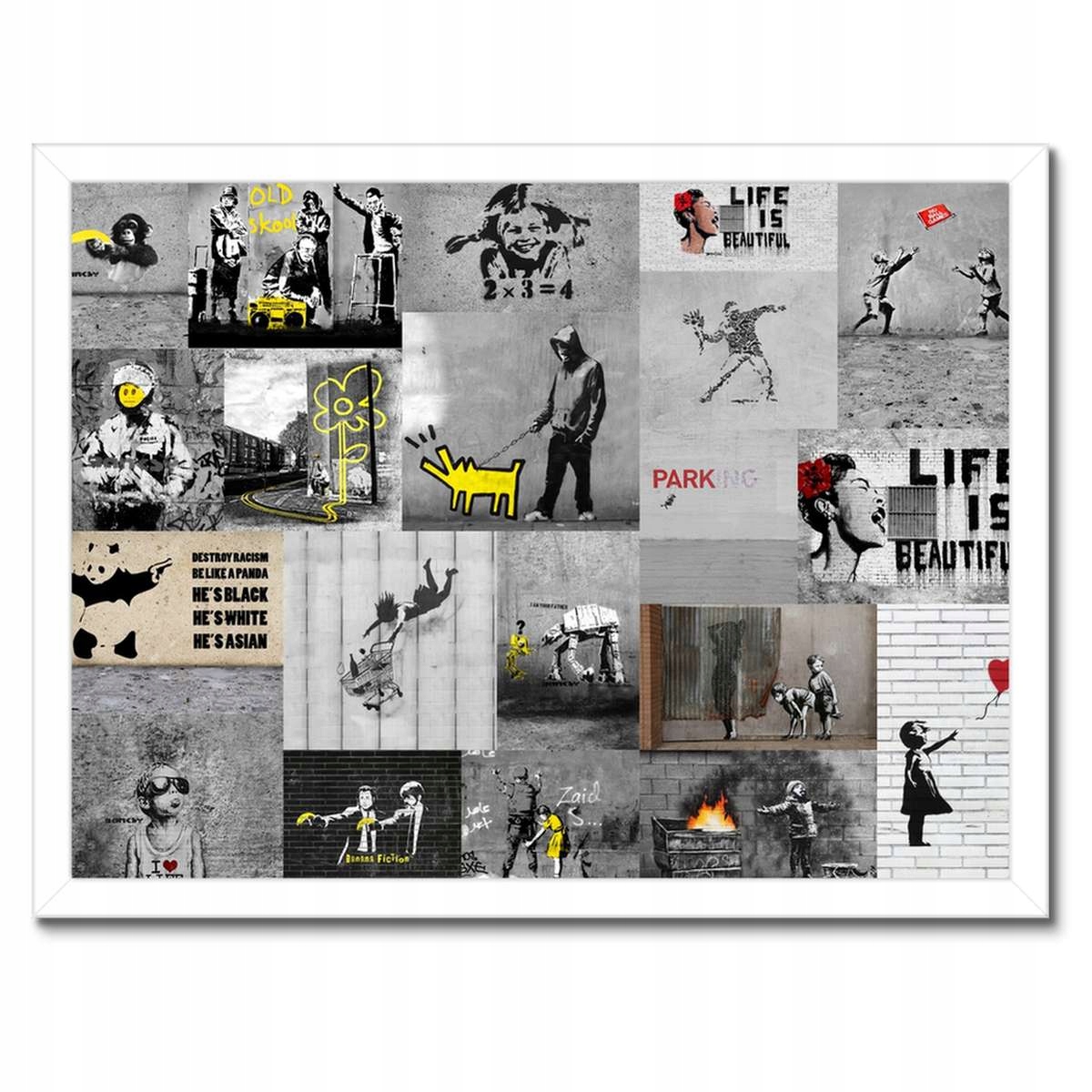 Plakáty v rámu 40x30 Banksy Megamiks Koláž