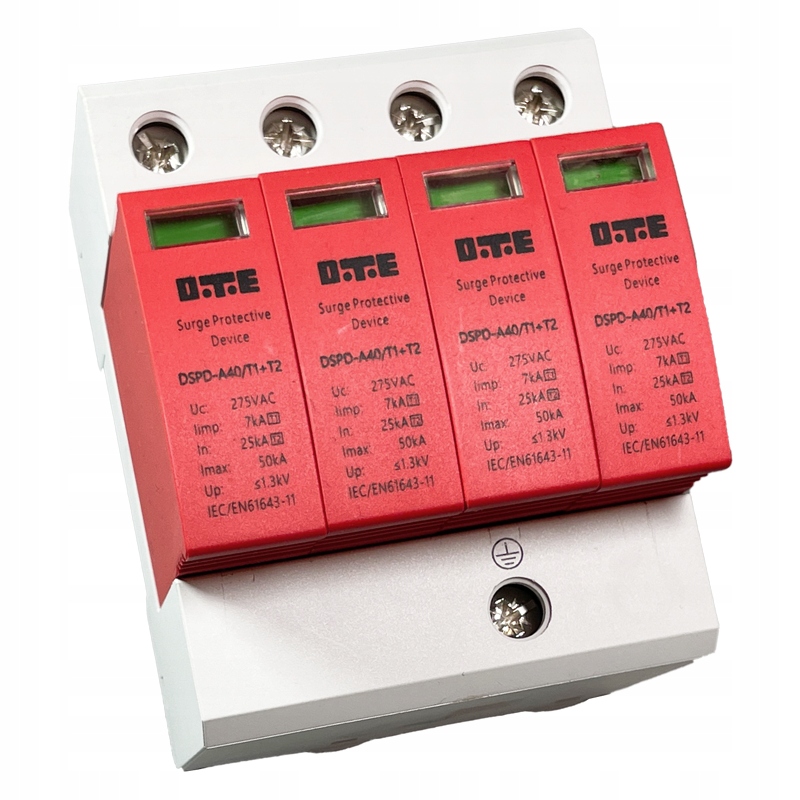 Omezovač Přepětí AC275V 50kA Klasa T1+T2 (b+c) Dte DSPD-AC275-50kA 4P