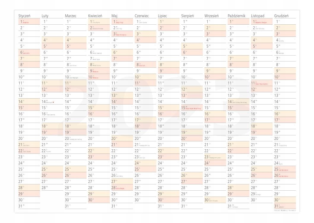 Kalendarz 2023 planer ścienny 84x59 ścieralny A1 • Cena, Opinie