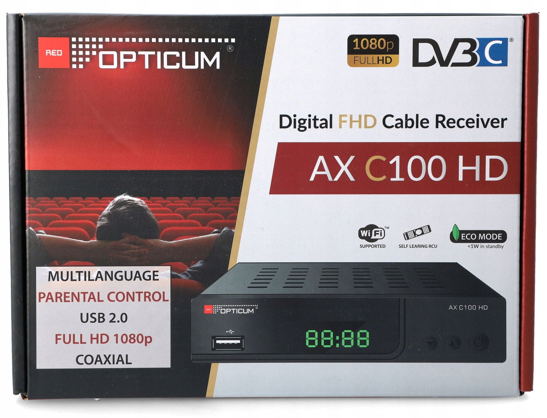 Dekoder DVB-C Cyfrowy do Kablówki HD MPEG4 Opticum Telewizji Kablowej Tuner Rodzaj cyfrowy