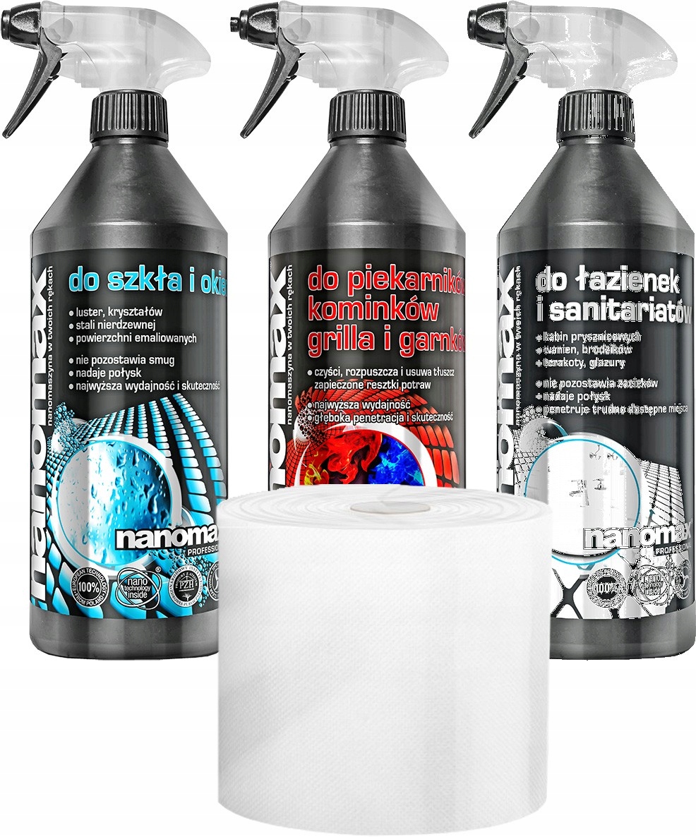 Levně Čisticí prostředek na sklo, trouby, koupelny Nanomax 1L x3 Ručník