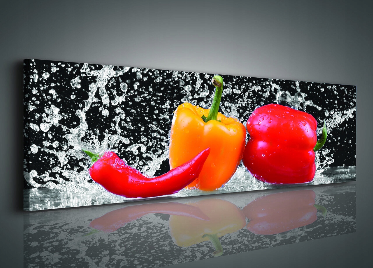 Obraz 145x45 Svěžest dynamika energie pohyb voda červená žlutá chilli