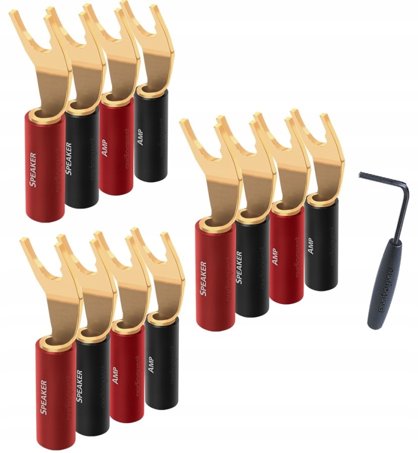 Audioquest SureGrip 100 Pozlátené vidličky pre reproduktory, sada 12 kusov