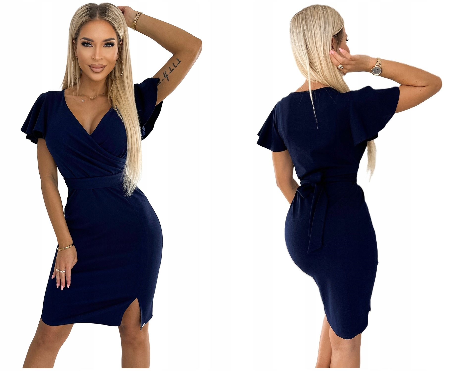 Fenoménní Ženské Šaty S Jemným Rozparkem, Tmavě Modrá S