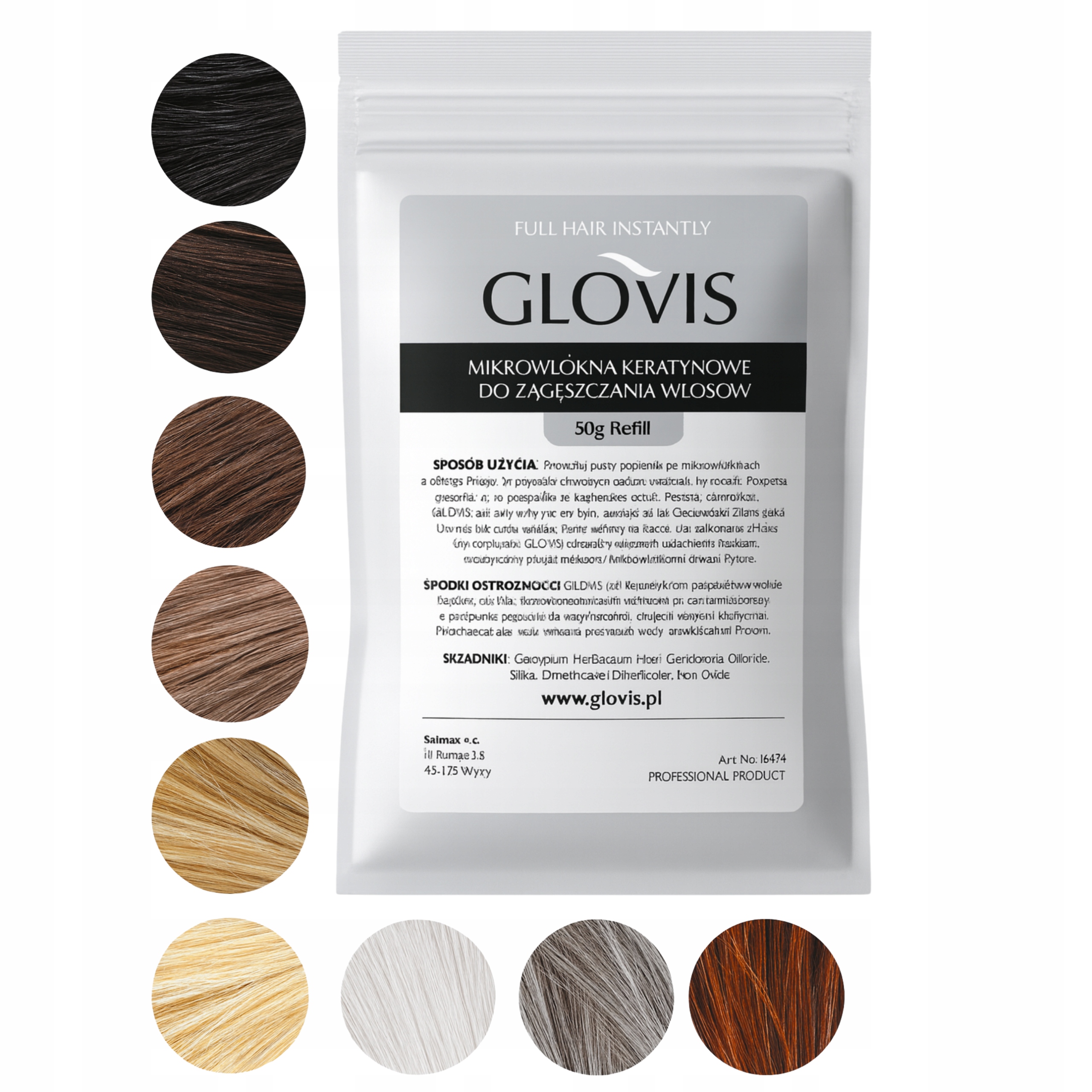 Vlákna Glovis Sáček 50 g Zahušťování vlků Mikrovlákna Okamžitý efekt