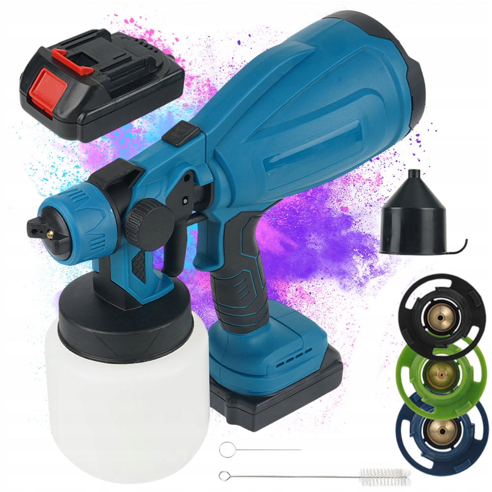 Malířská Pistole Akumulátorový Agregát Pro Malování Stěn 3 Trysky +2 Akumulátory