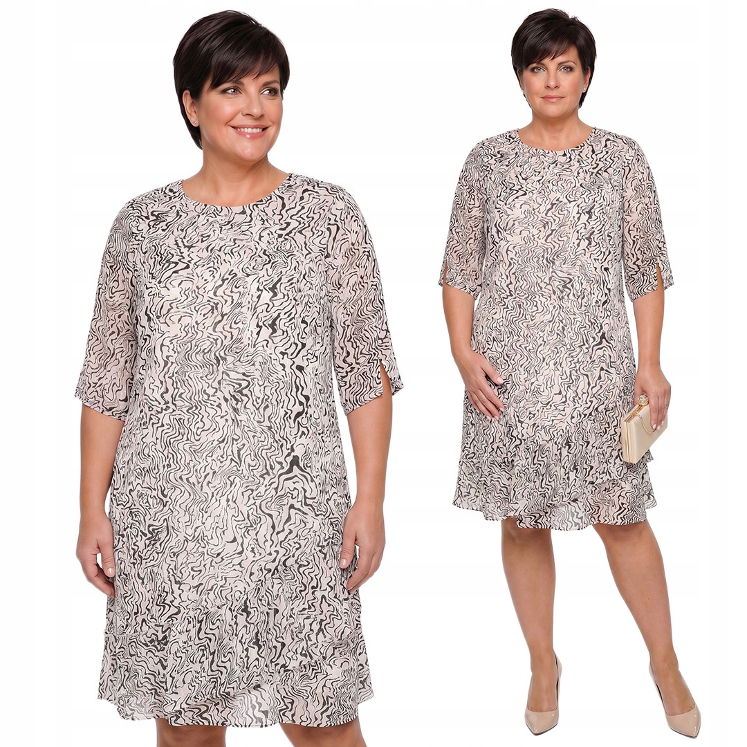Beżowa sukienka czarne plus size rozmiar 50