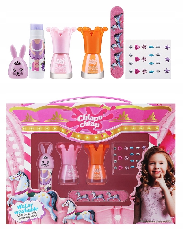 KOSMETYKI DLA DZIEWCZYNKI ZESTAW DO MANICURE I MAKIJAŻU CHLAPU CHLAP Kod producenta 4064434183889