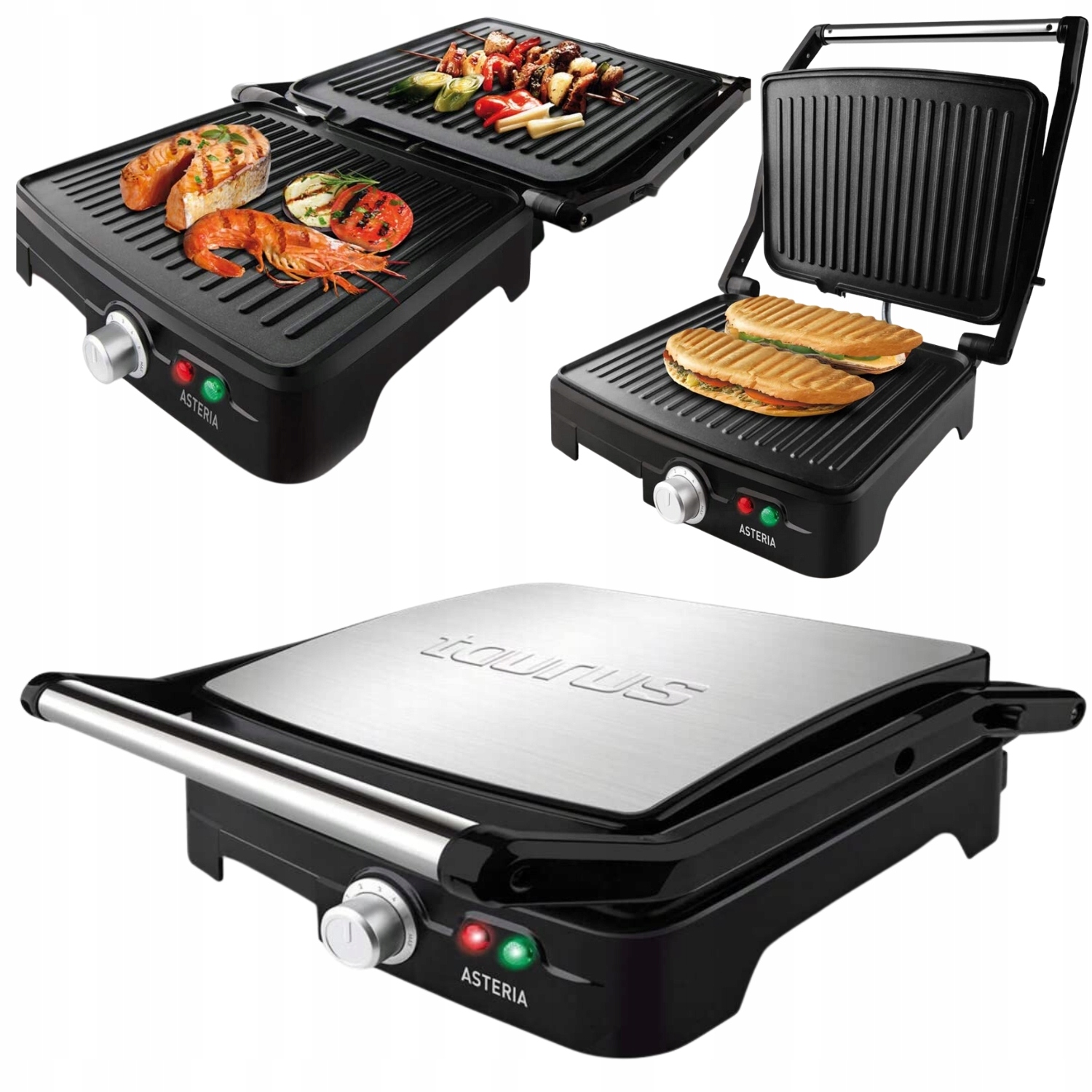 Elektrický Gril Taurus Asteria 2200 W, Opékací Stroj Otevíratelný Naplocho, 28 X 22 CM