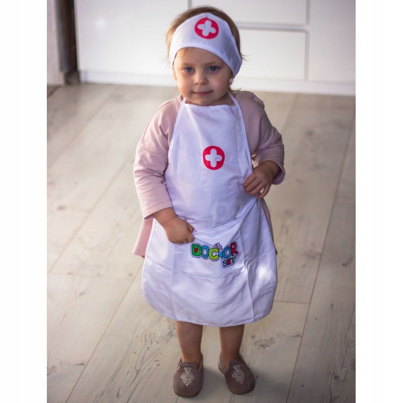 WOOPIE Strój Pielęgniarki Kitel Fartuszek z Czepkiem Pielęgniarki Rozmiar 110-120