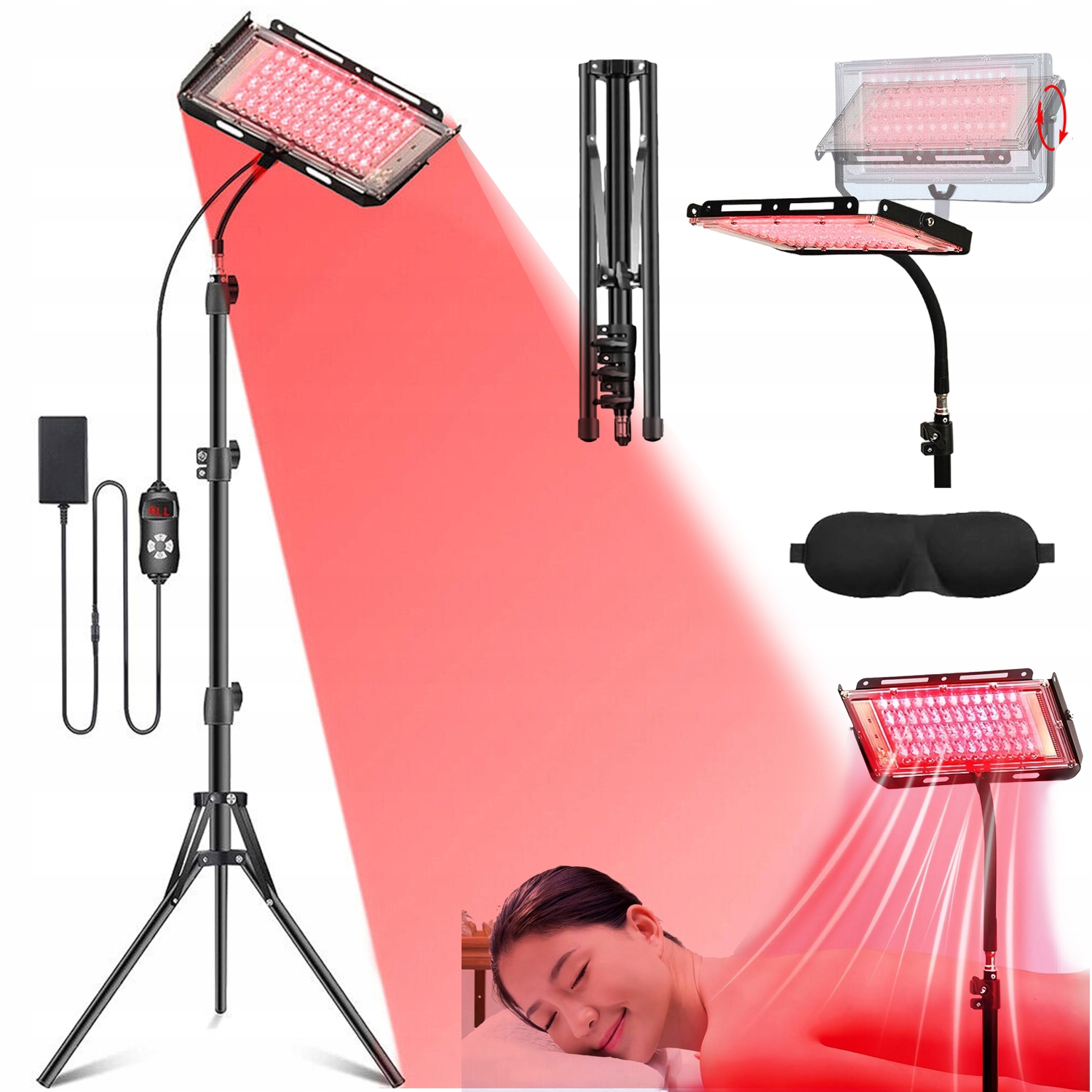 Lampa Na Podczerwień Led 96LED Statyw Składany Regulowana Wysokość Terapia