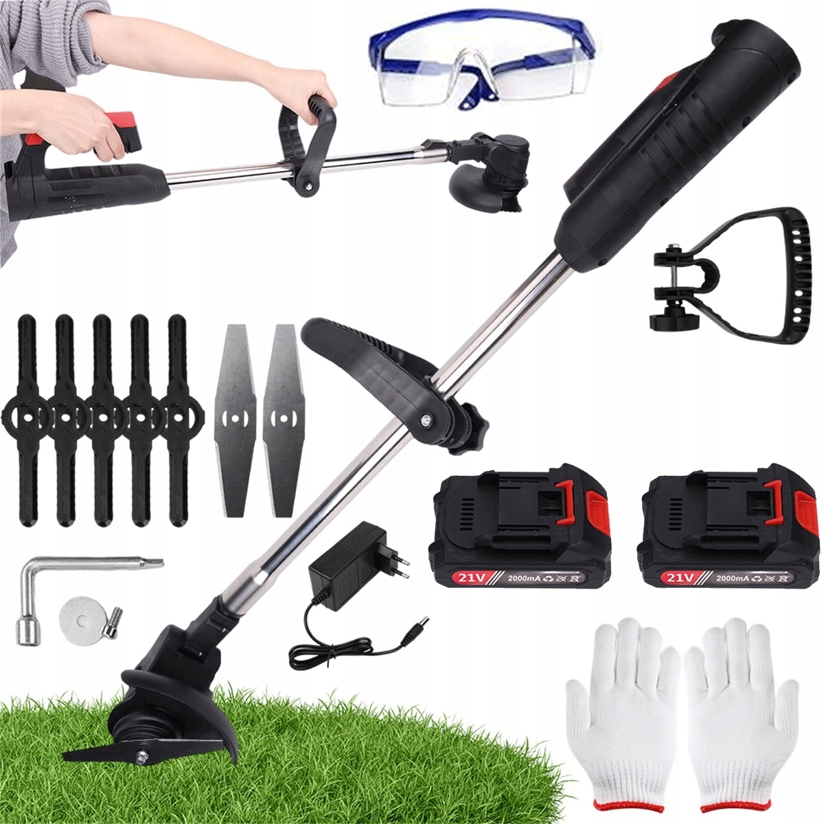 Akumulátorová sekačka se 3 typy čepelí a nastavitelným úhlem řezu 90