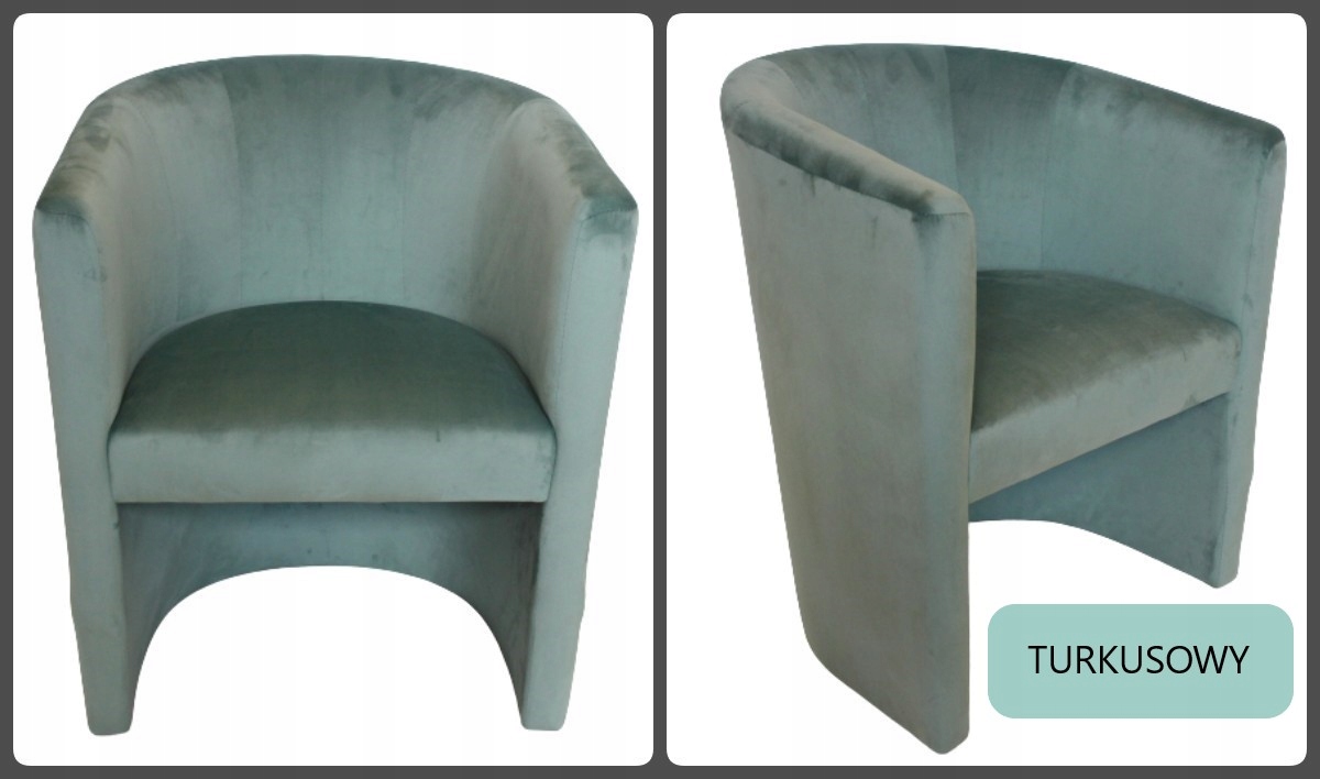 Fotel Klubowy Tomi - Plusz czarny Głębokość mebla 44 cm