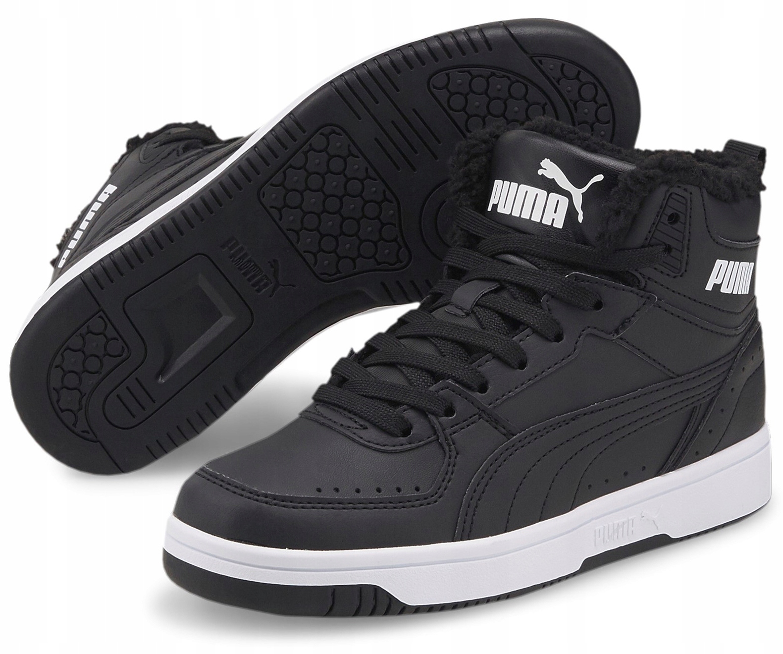 Buty młodzieżowe zimowe wysokie Puma Rebound Joy ocieplane czarne 36