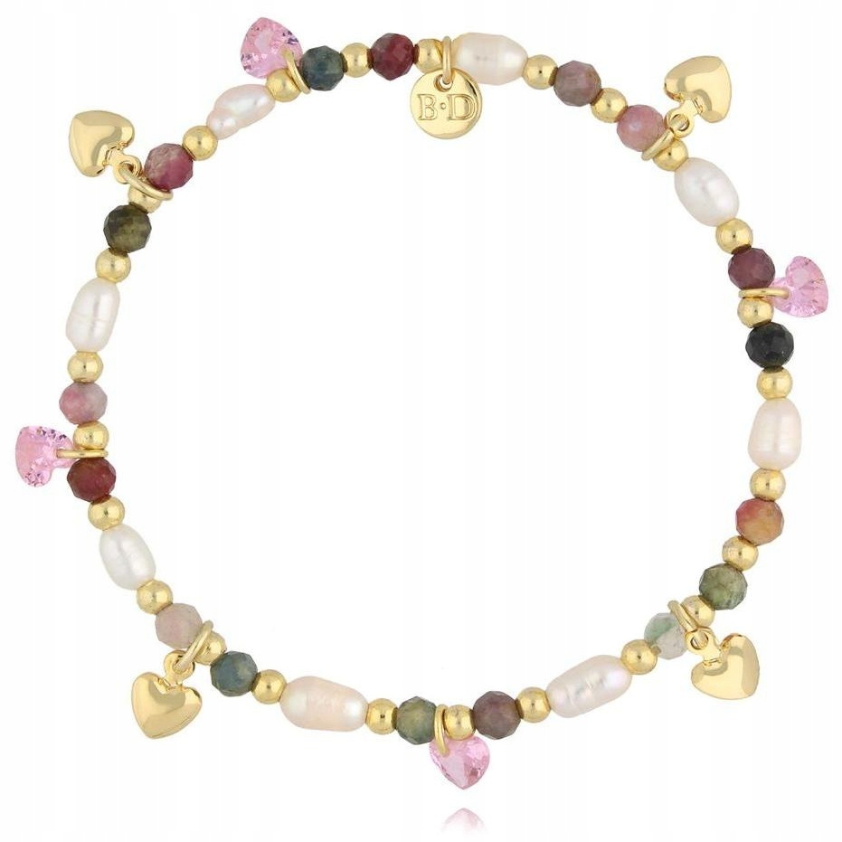 Dámský vícebarevný náramek By Dziubeka turmalín srdce