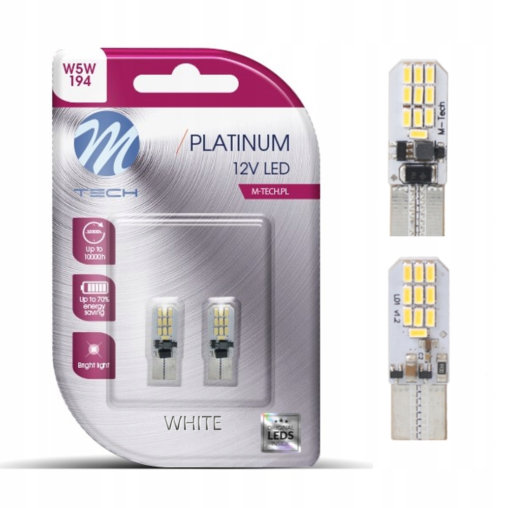 Żarówki Led M-Tech Platinum W5W 20x diody Osram 6000K 240lm Canbus -2szt.