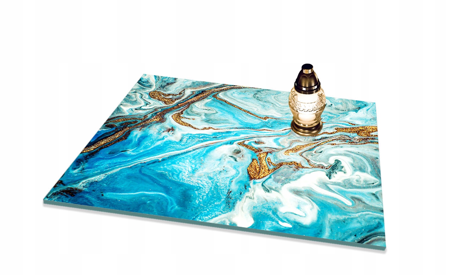 Podstawka na CMENTARZ pod ZNICZE Szkło Hartowane POMNIK 65x60cm MARMUR