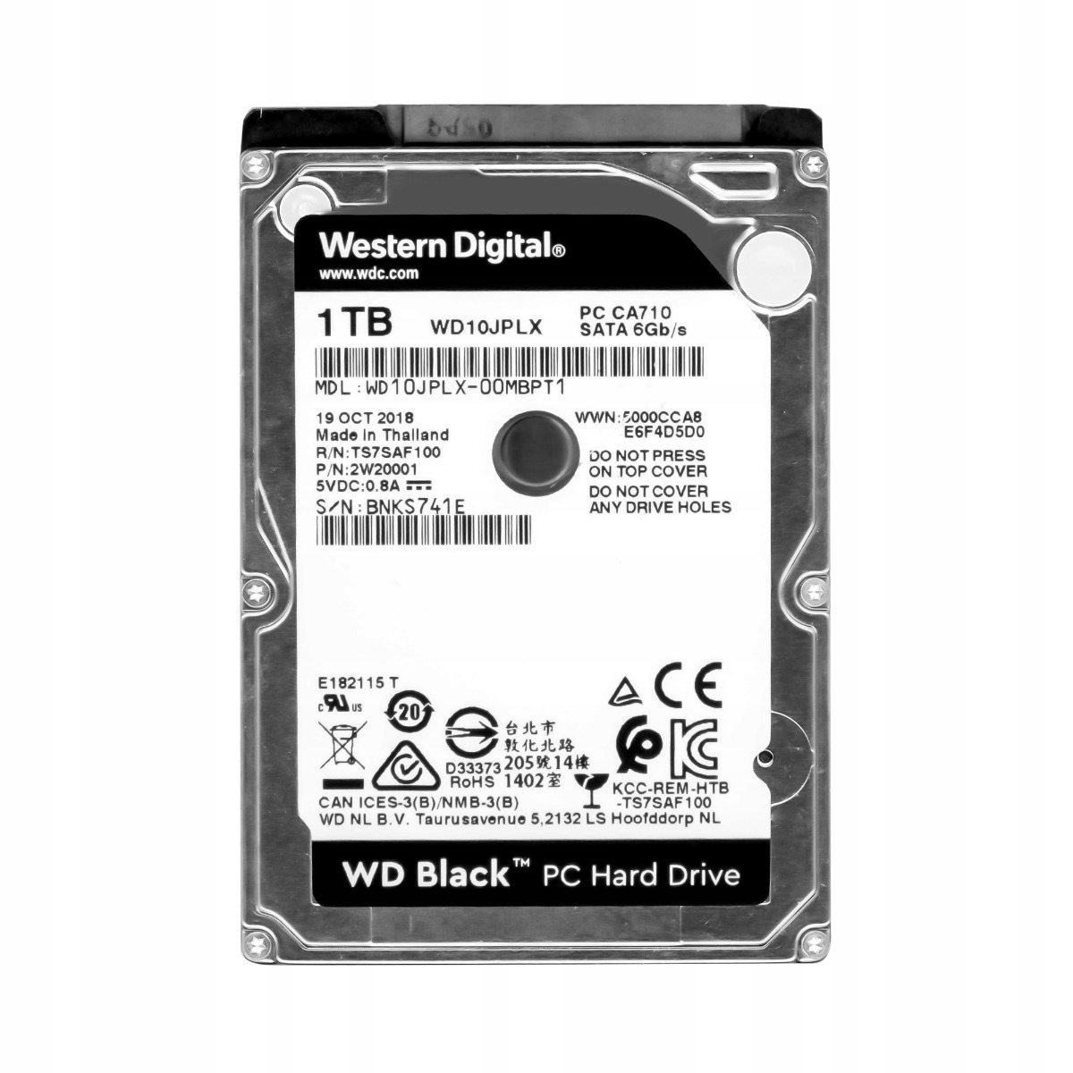 Wd Black 1TB 7.2K Sata III 2.5" WD10JPLX Hdd pro Pc CA710