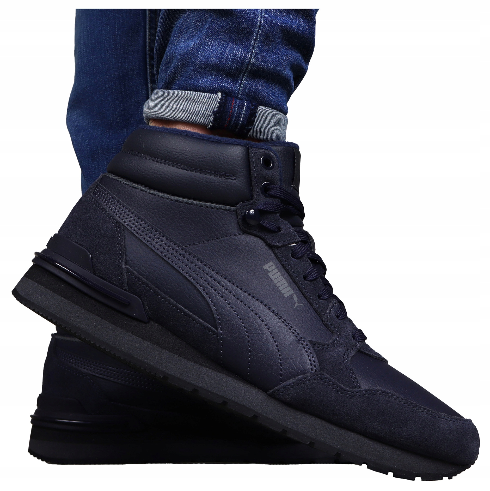 Puma Zimní pánské boty Kožené Zateplené vysoké sněhule trekové námořnická modrá