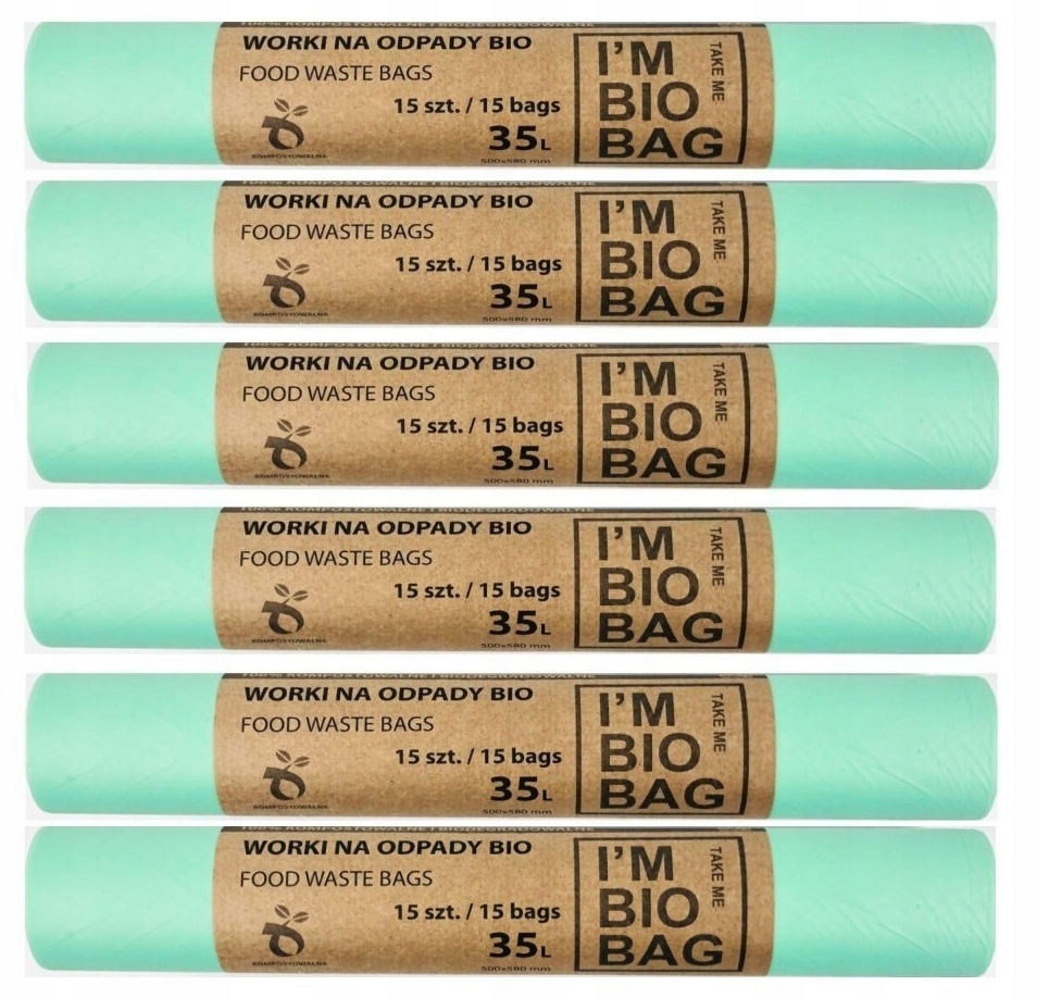 Levně Biologicky Odbouratelné Sáčky Kompostovatelné x 6 35L Bio 90ks (11058)