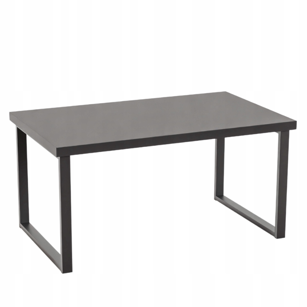 Kávový stolek, lavice, loftově černý, 80x60x50, kovové nohy