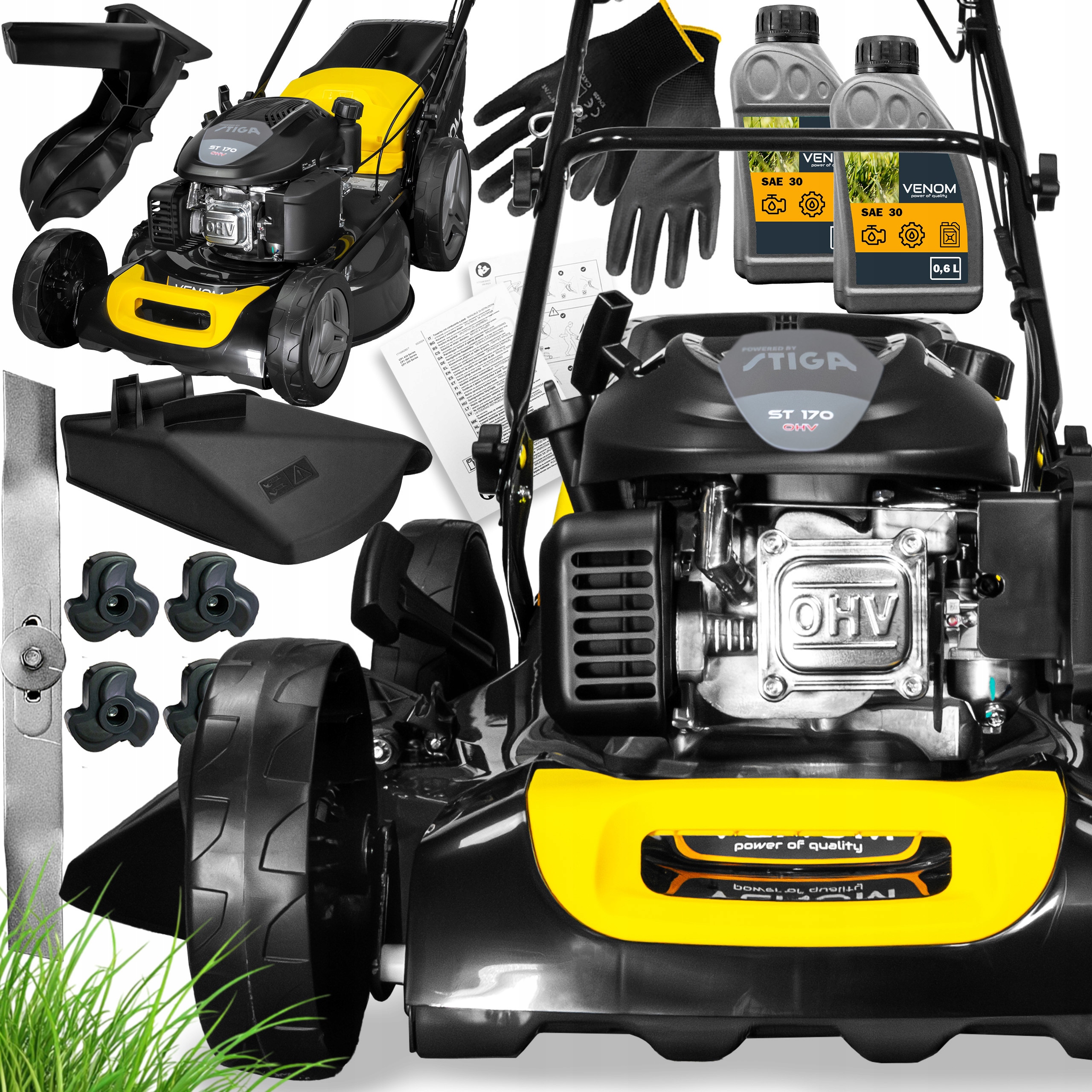Mocna Kosiarka Spalinowa Venom Silnik Stiga Stalowa Obudowa 51CM Napęd 10W1