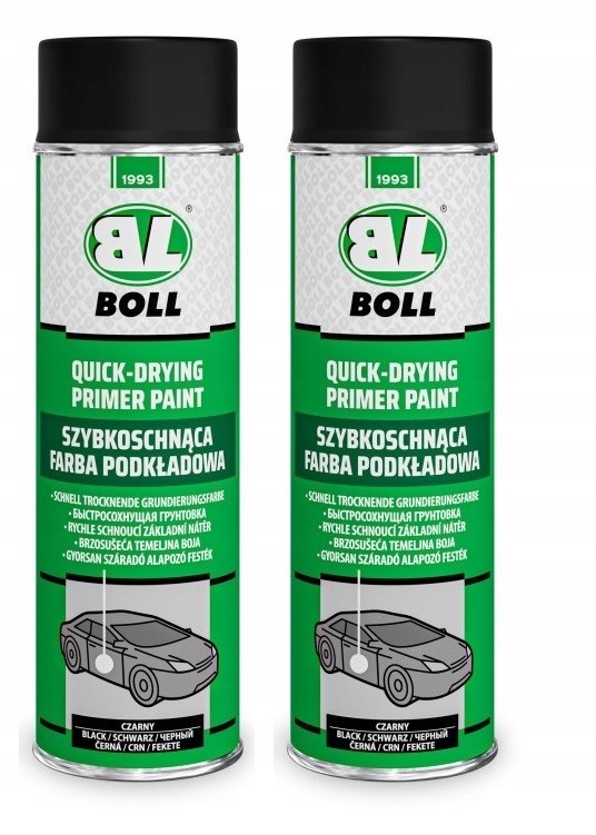 2x Boll Szybko Schnąca Farba Podkładowa Czarna Spray 500ML