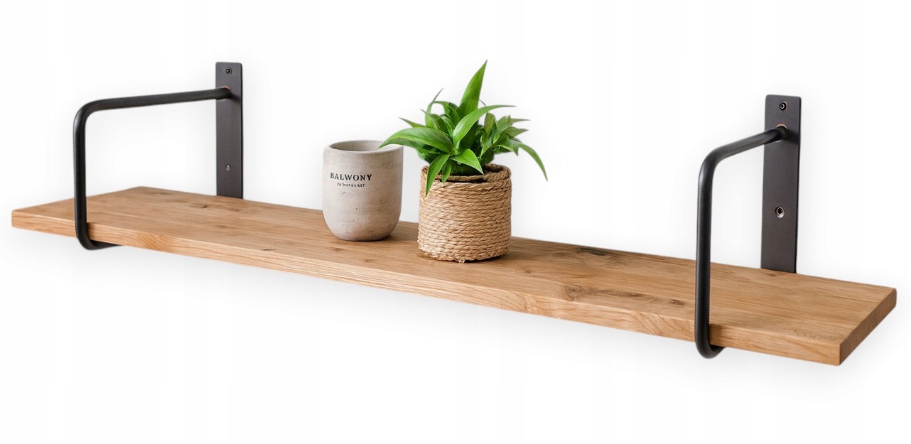 Polička na knihy tmavý dub, Loft Industriálny masívny dub 130 cm x 20 cm