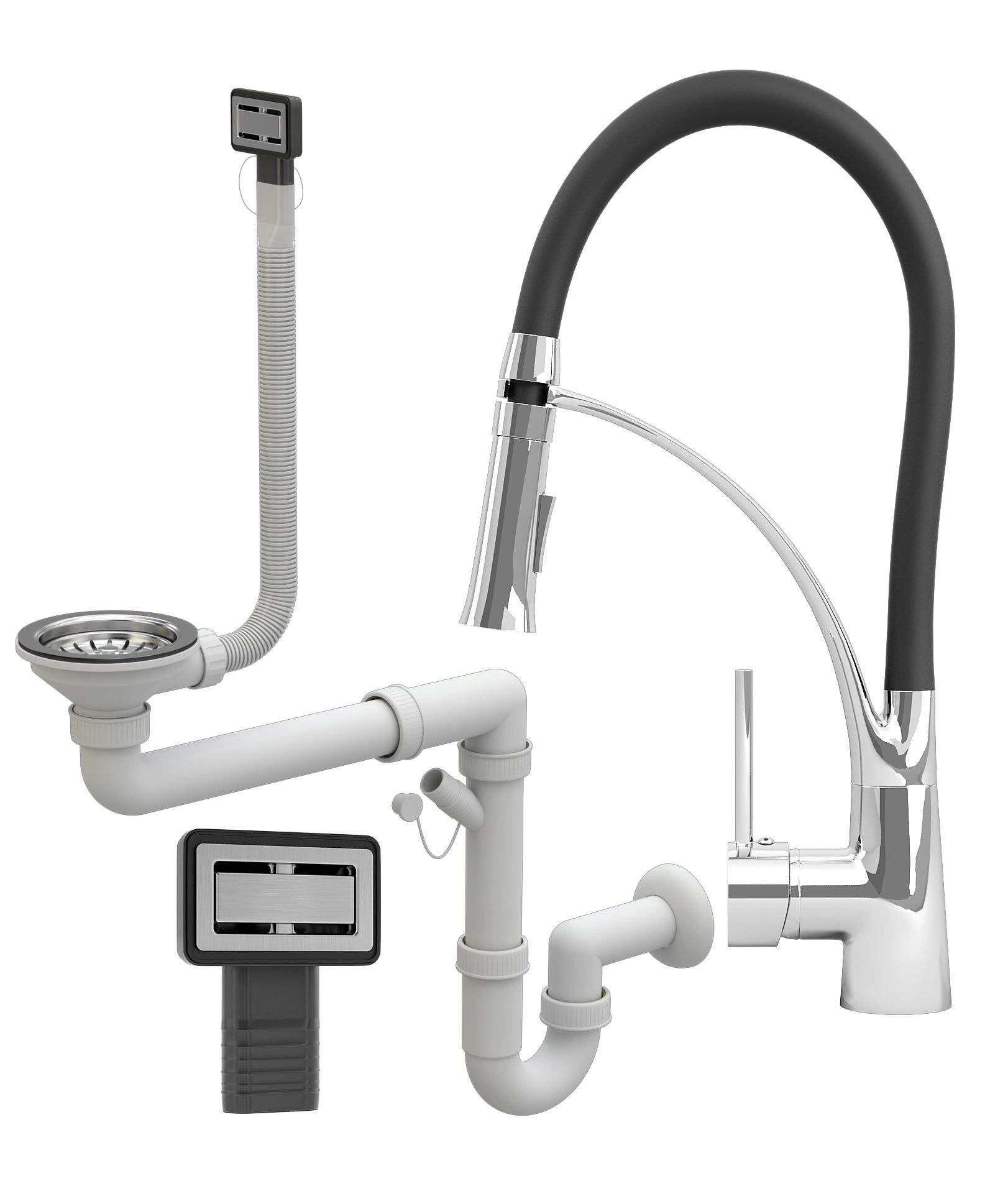 Batéria Nexo Sifón 1KOM Manuálny Obdĺžnik Chróm