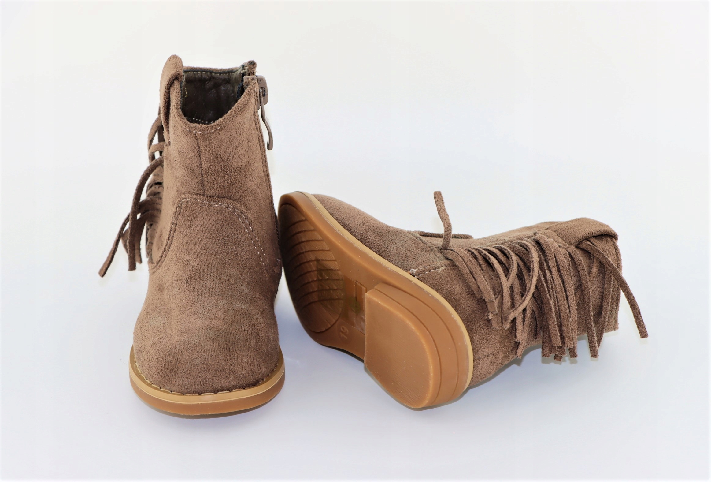 BOTKI DZIEWCZĘCE lekkie buty na jesień suwak r.21 Materiał zamsz