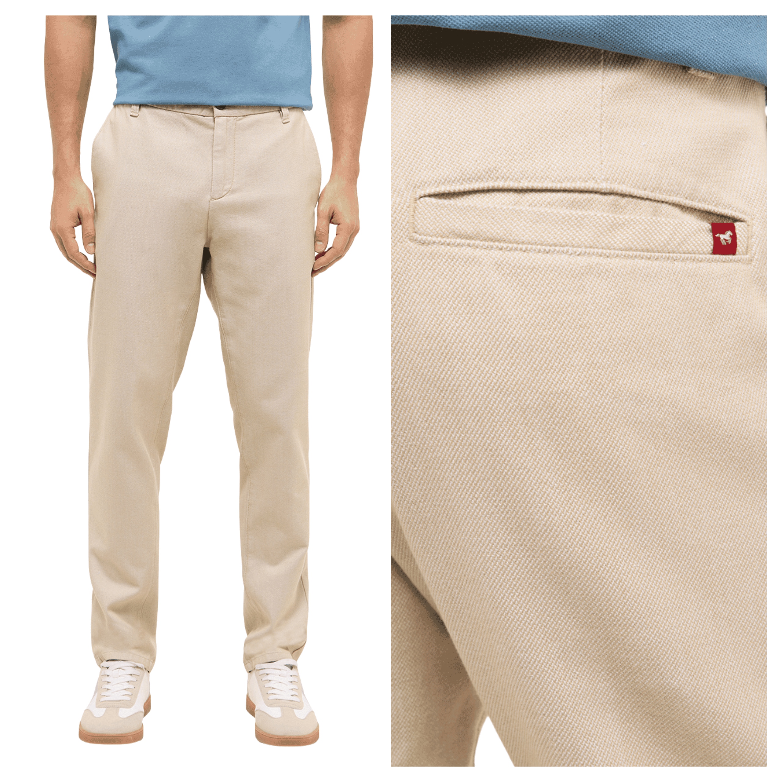Mustang Pánské kalhoty Daytona Chino Béžové Přiléhavé Bavlněné W34 L34