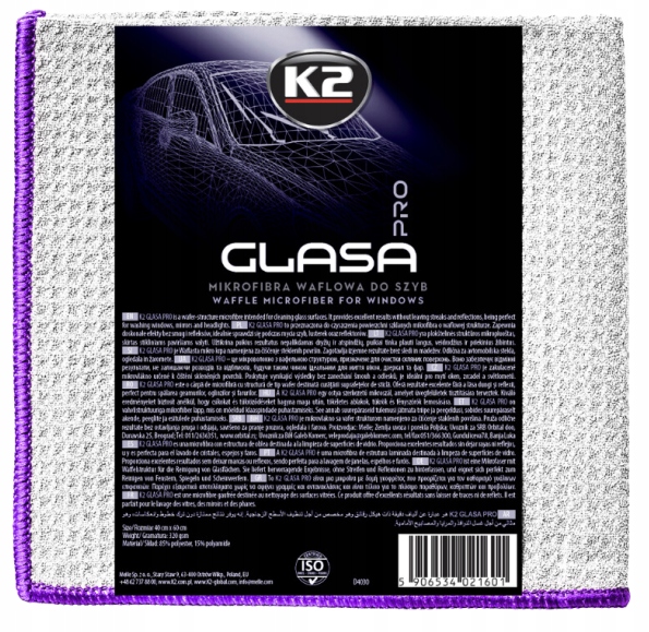 K2 Glasa Pro Mikrofibra waflowa do szyb luster 40x40 320g