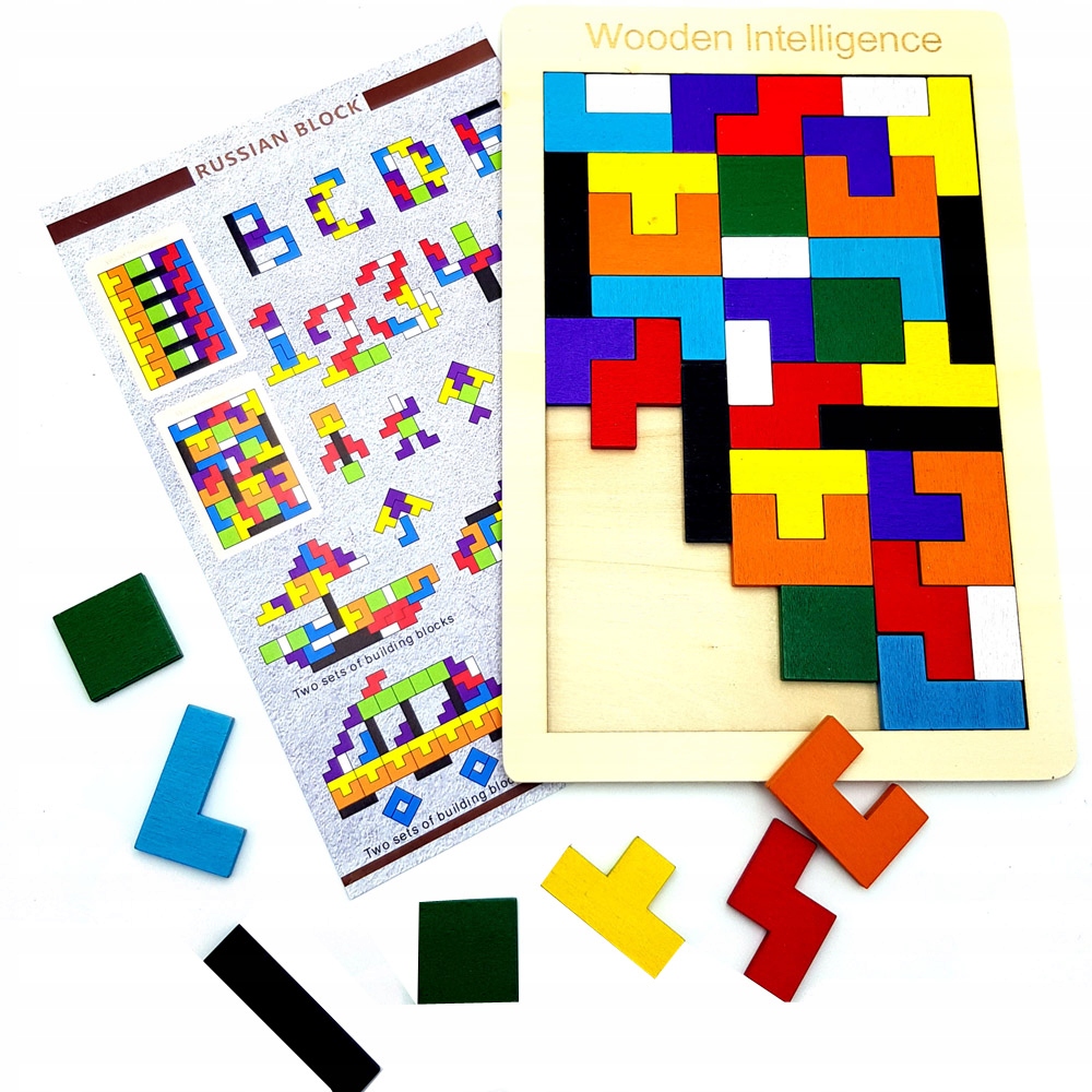 

Drewniane Puzzle 3D Montessori Układanka Tetris