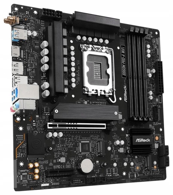 ASROCK MB Desktop B860M Pro-A Wi-Fi, S.1851, 4x DDR5, 1x PCIe 5.0 x16, 1x PCIe 4.0 x4, 1x Blazing M.2, 2x Hyper M.2, 4x SATA3, 2x USB-C, 5x USB 3.2, 6x USB 2.0, 1x RJ-45 2.5GB Lan, 802.11axe Wi-Fi 6E, BT 5.3 1x HDMI, 1x DP 1.4, mATX — 7