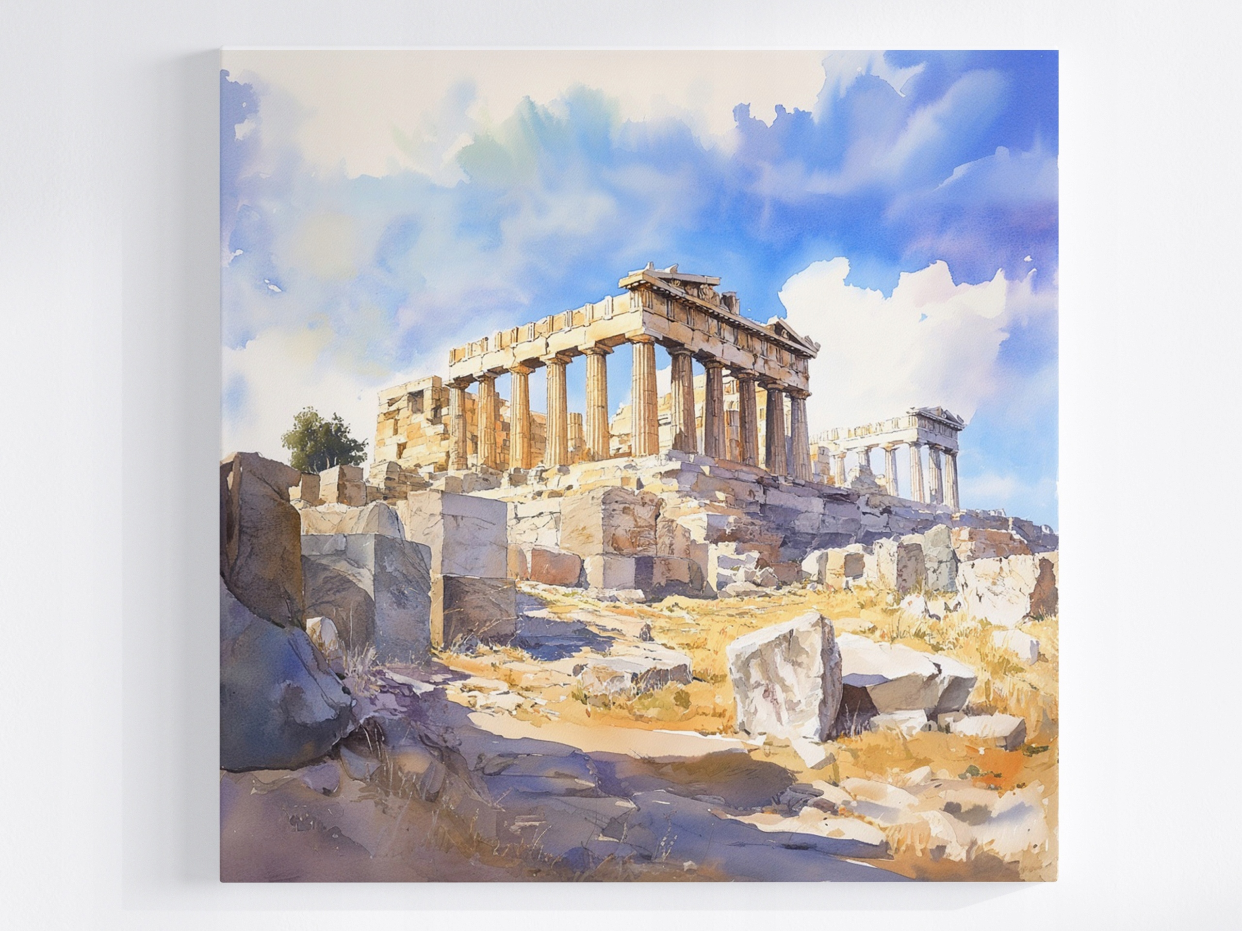 Obraz Na Plátně Canvas Akvarel Athény Řecko Akropolis Partenon Pohled 80x80