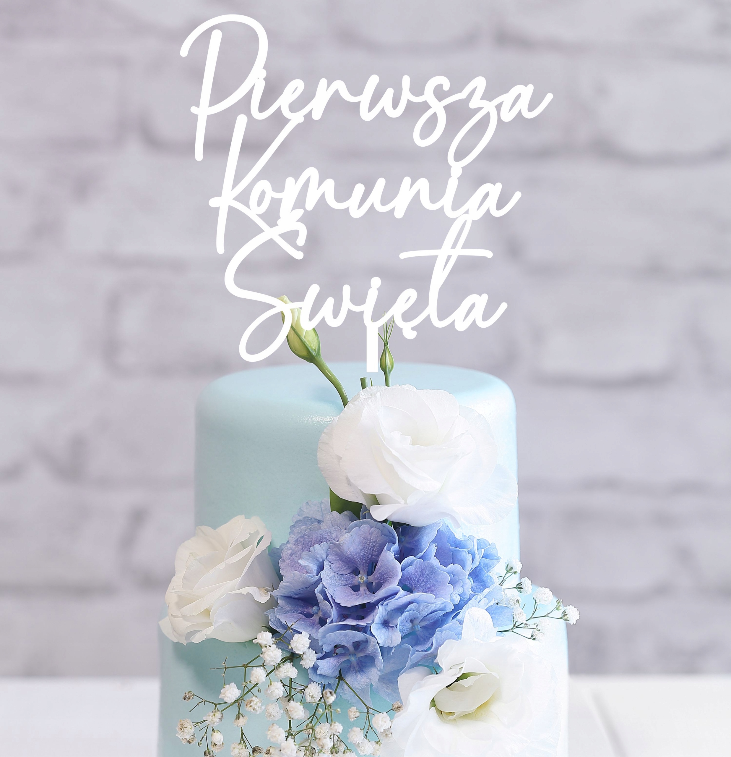 

Topper Na Tort Pierwsza Komunia Święta Biały Plexi