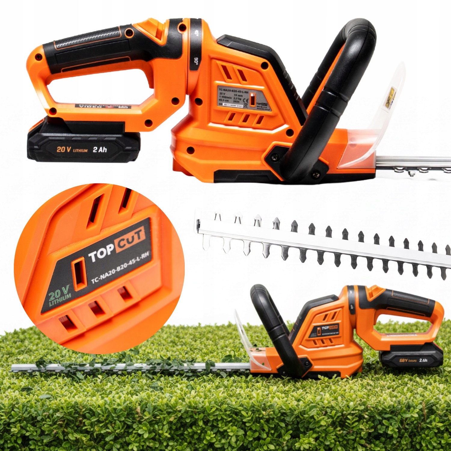 Nożyce Do Żywopłotu Akumulatorowe Lekkie 45CM 16MM Aku 2AH Ładowarka