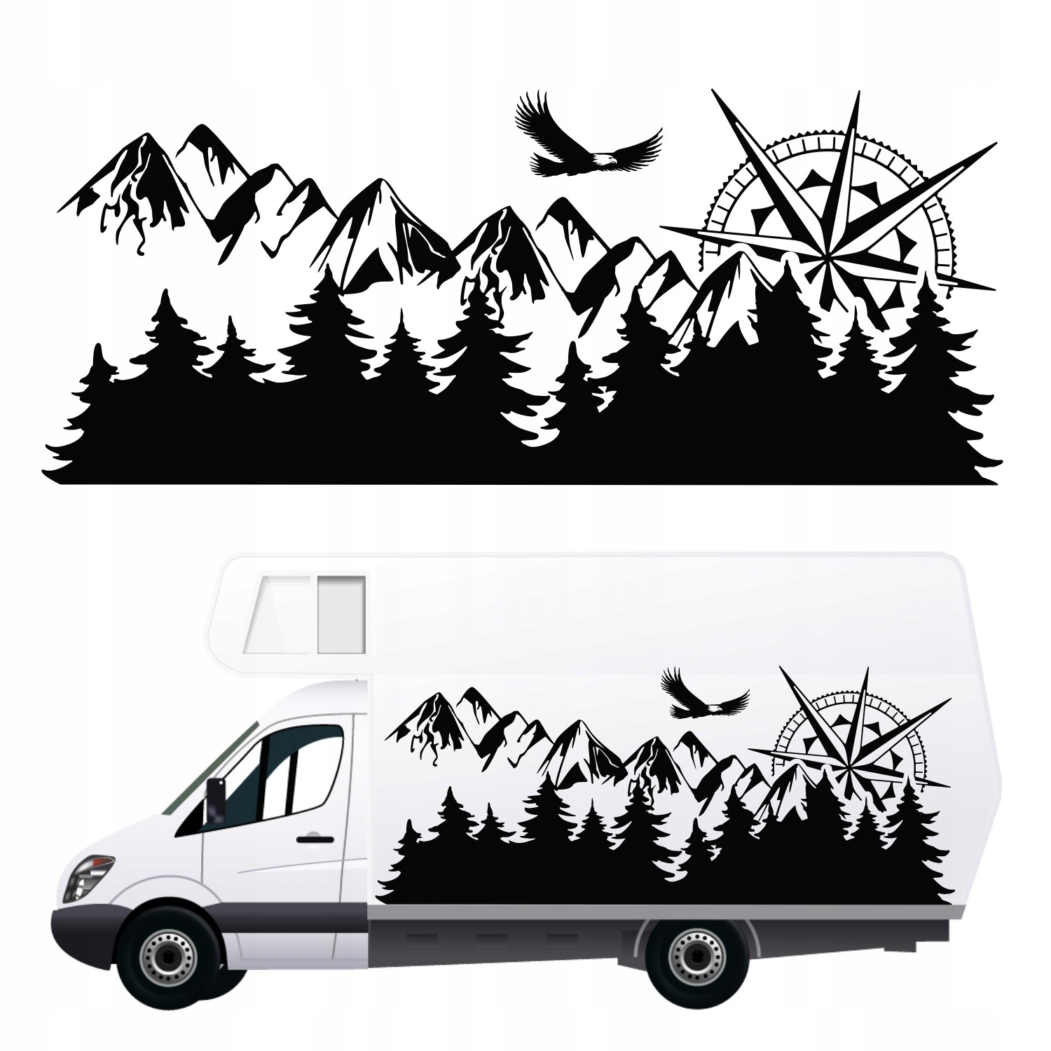Naklejka na Kamper przyczepę auto Góry 170x70 cm
