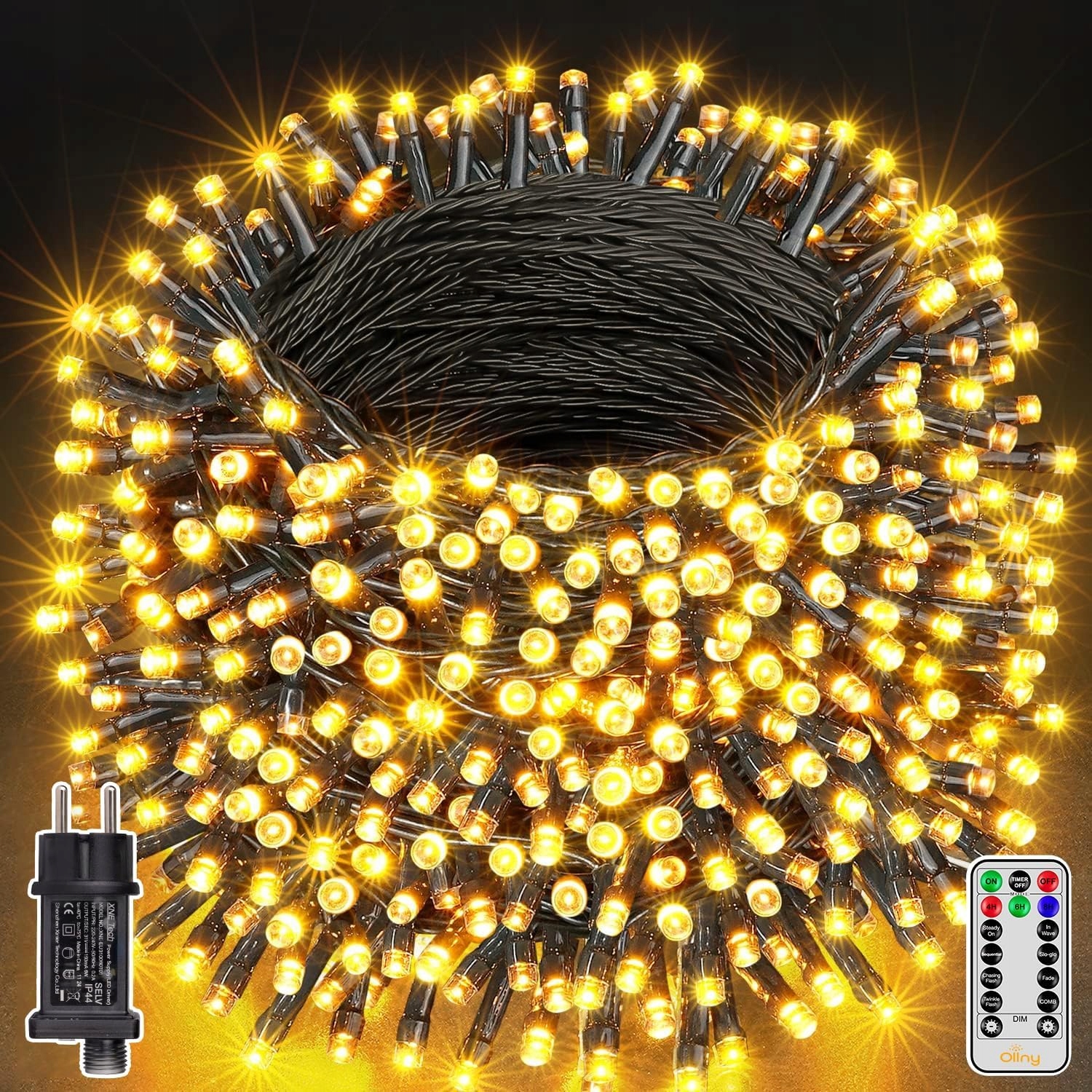 Led světelný řetěz Ollny 60 m 600 Led teplá bílá barva pro venkovní použití
