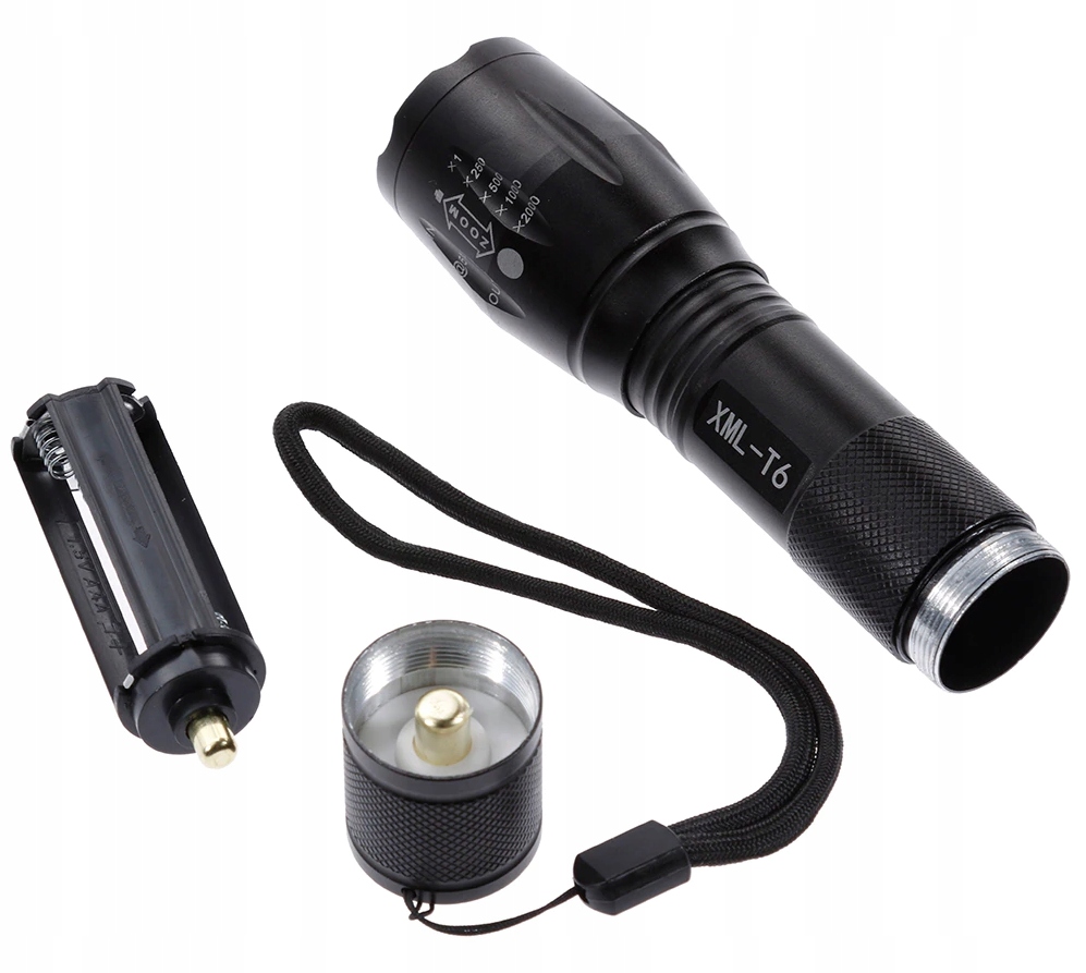 Latarka Led Mocna Akumulatorowa Taktyczna Zoom Biwakowa Usb-c survival