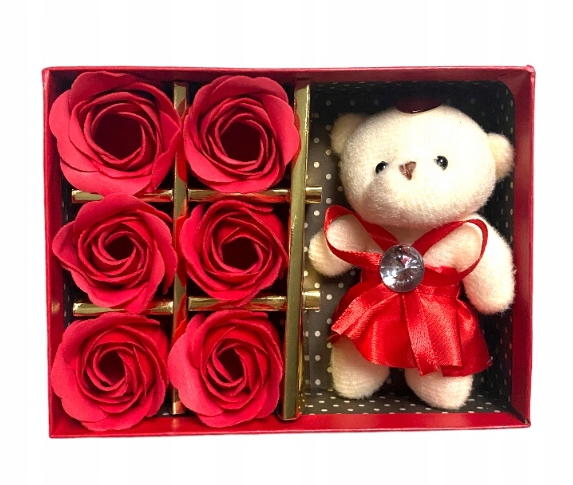 PREZENT NA WALENTYNKI MIŚ I MYDLANE RÓŻE BOX